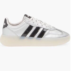 adidas Silver Sneakers with Black Three-Stripes